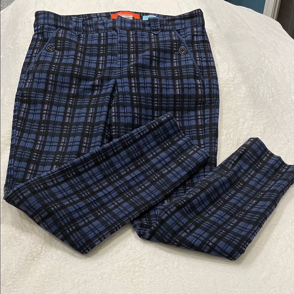 Anthropologie Cartonnier Navy and Black Plaid Charlie Trouser